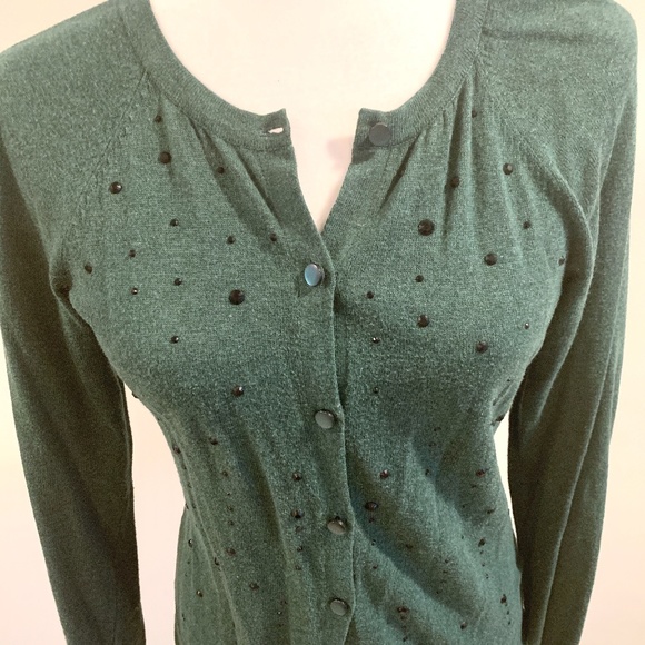 Merona Green Jeweled Long Sleeve Cardigan - Picture 4 of 9
